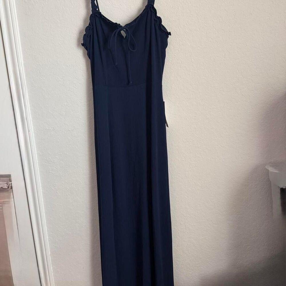 NWT Teeze Me Navy Blue Ruffle Maxi Dress Size 9/10 Summer Vacation